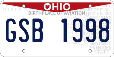 OH license plate GSB1998