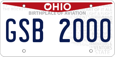 OH license plate GSB2000