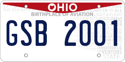 OH license plate GSB2001