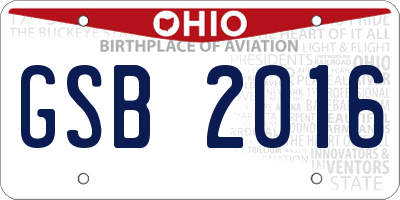 OH license plate GSB2016