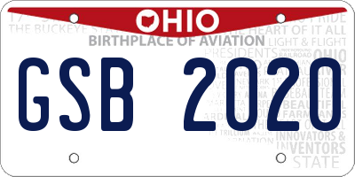 OH license plate GSB2020