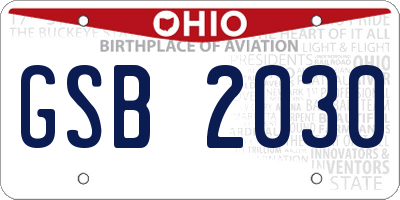 OH license plate GSB2030