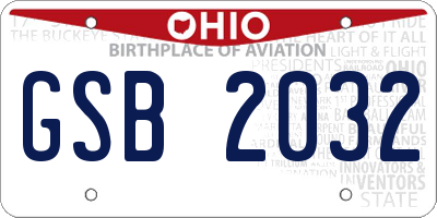 OH license plate GSB2032