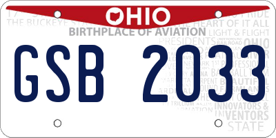 OH license plate GSB2033