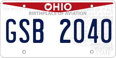 OH license plate GSB2040