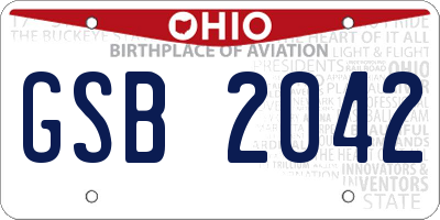 OH license plate GSB2042