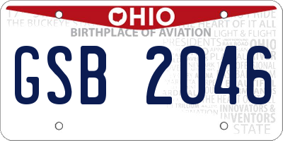 OH license plate GSB2046
