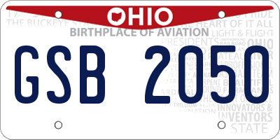 OH license plate GSB2050