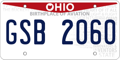 OH license plate GSB2060