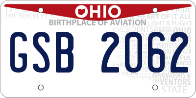 OH license plate GSB2062