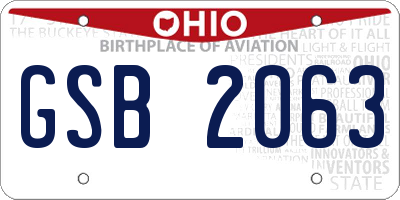 OH license plate GSB2063