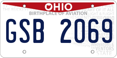 OH license plate GSB2069