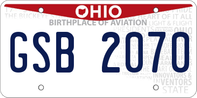 OH license plate GSB2070