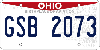 OH license plate GSB2073