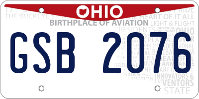 OH license plate GSB2076