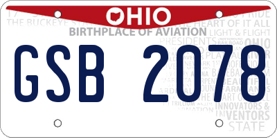 OH license plate GSB2078