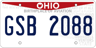 OH license plate GSB2088