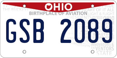 OH license plate GSB2089