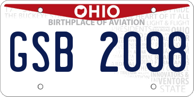 OH license plate GSB2098