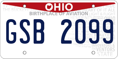 OH license plate GSB2099