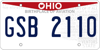 OH license plate GSB2110