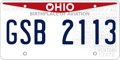OH license plate GSB2113