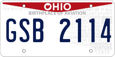 OH license plate GSB2114