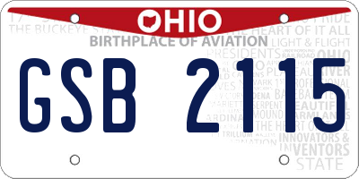 OH license plate GSB2115