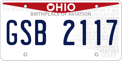 OH license plate GSB2117