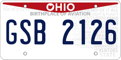 OH license plate GSB2126