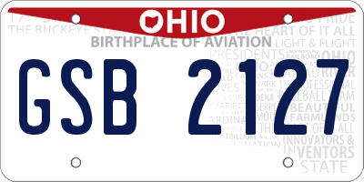OH license plate GSB2127