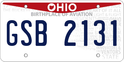 OH license plate GSB2131