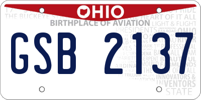 OH license plate GSB2137