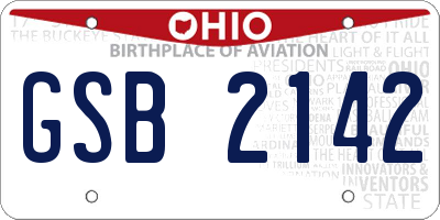 OH license plate GSB2142