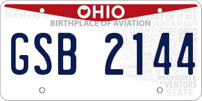 OH license plate GSB2144