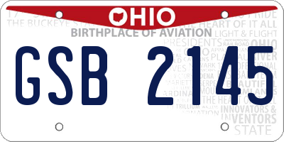 OH license plate GSB2145