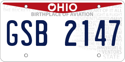 OH license plate GSB2147