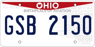 OH license plate GSB2150