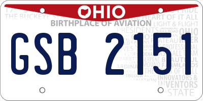 OH license plate GSB2151