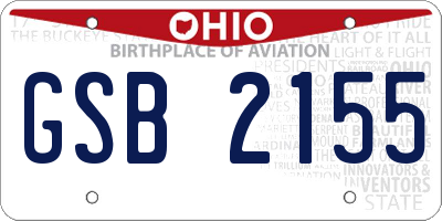 OH license plate GSB2155