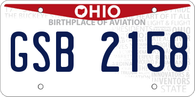 OH license plate GSB2158