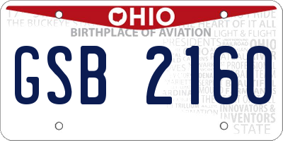 OH license plate GSB2160