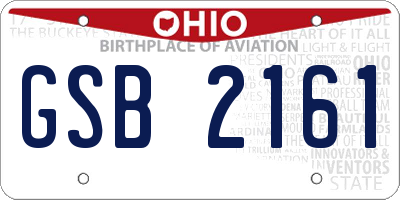 OH license plate GSB2161