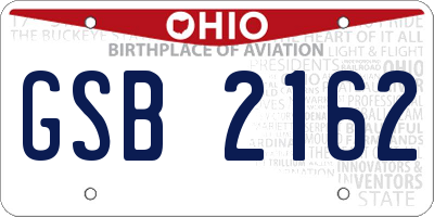 OH license plate GSB2162