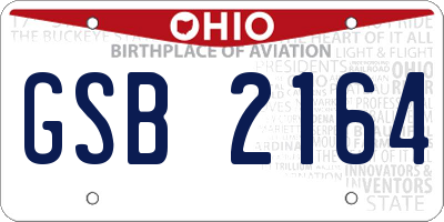 OH license plate GSB2164