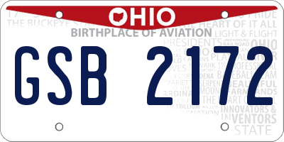 OH license plate GSB2172