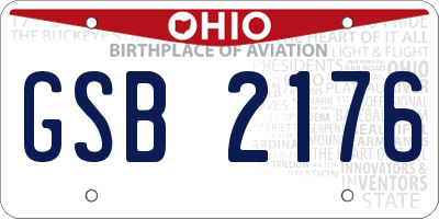 OH license plate GSB2176