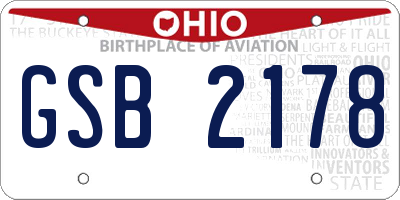 OH license plate GSB2178