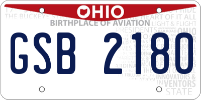 OH license plate GSB2180