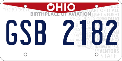 OH license plate GSB2182